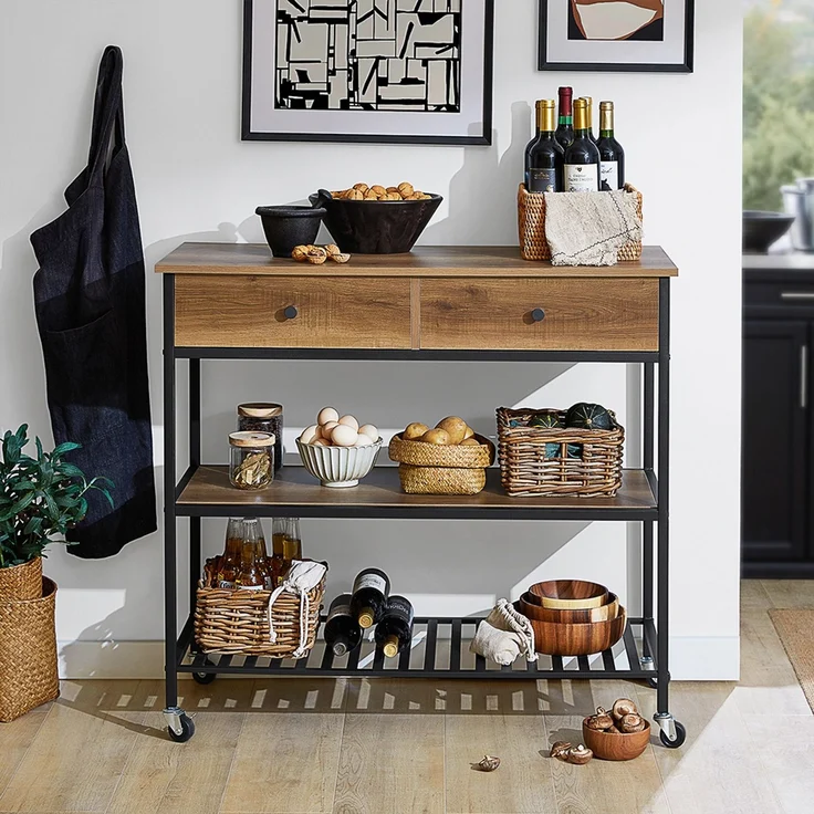 SoBuy FKW112-PF Kücheninsel, Spanplatte, Melamin, Braun, 100 x 93 x 45 cm – Bild 5