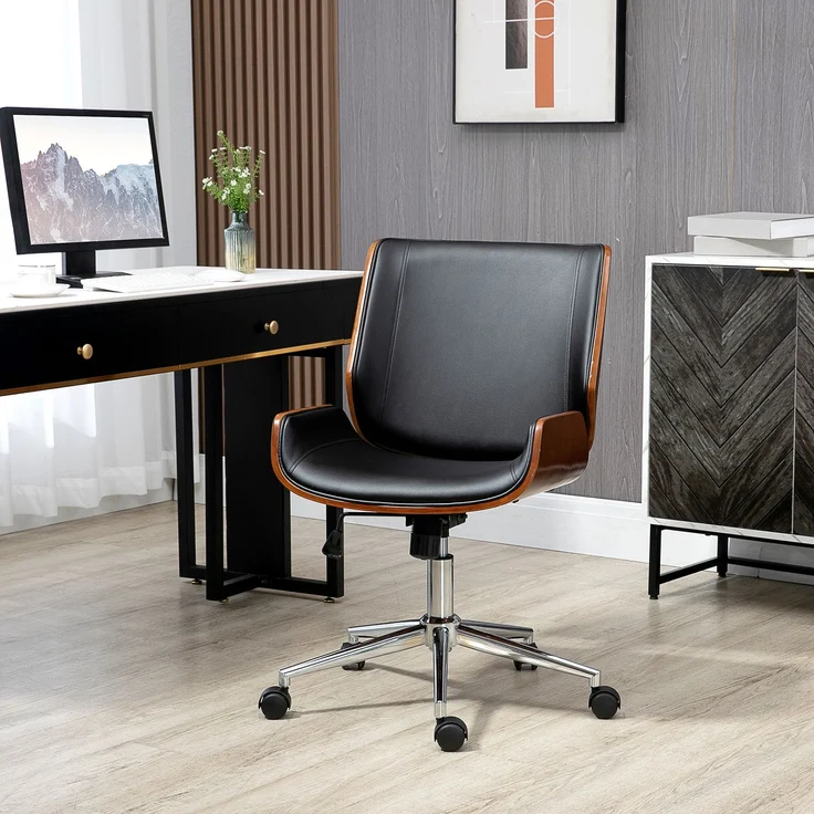 MELAYR, Schreibtischstuhl Computerstuhl, Wippfunktion, höhenverstellbar, Schwarz + Silber, 53 x 60 x 96 cm – Bild 4