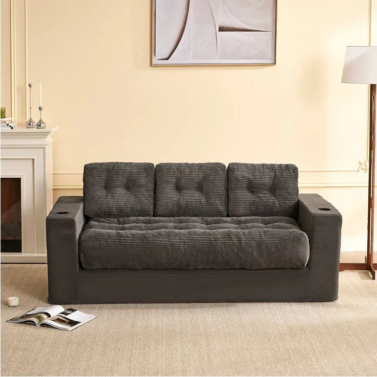 LITBIRD Sofa Bodensofa 3-Sitzer 190 cm, modulares Kordstoff Sofa mit Rückenlehne, 1 Teile, Jugend- & Studentensofa, bequemes Relax Sofa