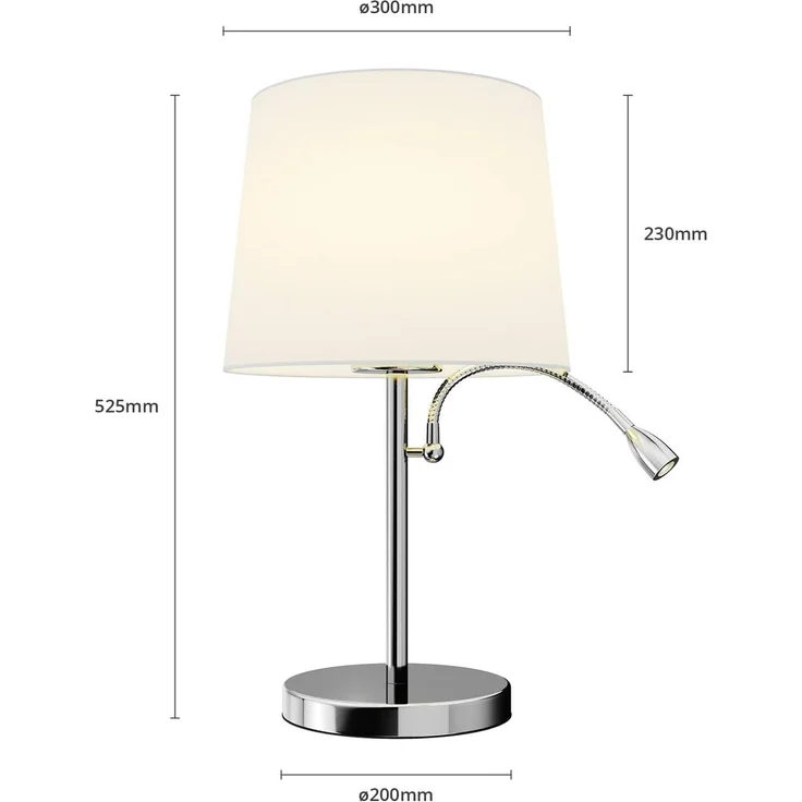 Lindby Tischleuchte Benjiro, 1 x 60 W E27 (exkl) + 1 x 3 W LED (inkl), warmweiß – Bild 7