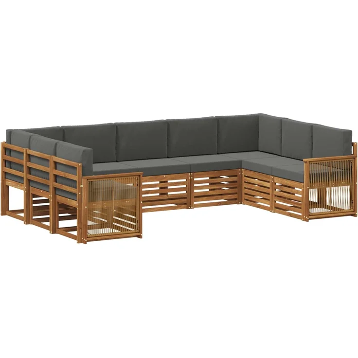 vidaXL Outdoor-Sofagarnitur 9 stk. 9-Sitzer Natur und Anthrazit 3384838 – Bild 2