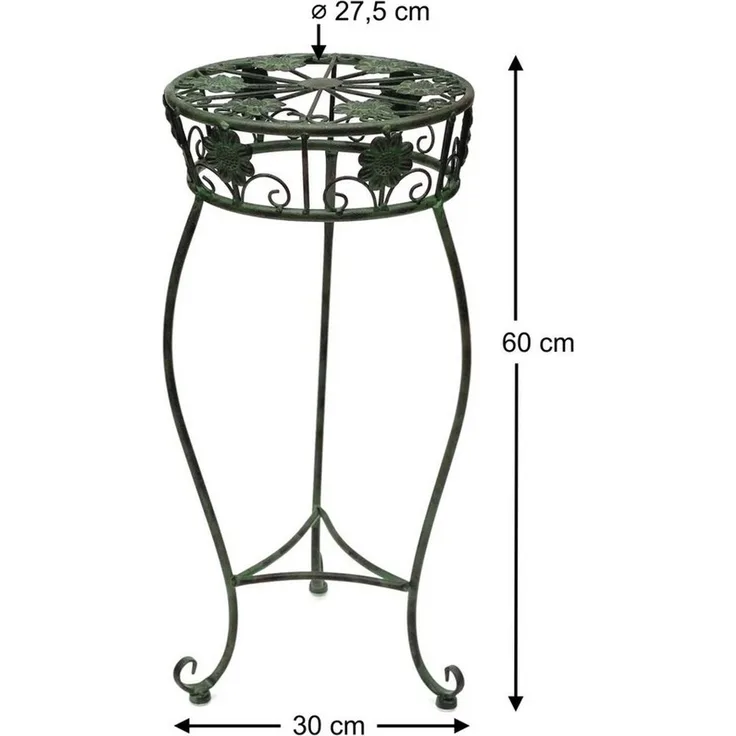 DanDiBo Blumenständer Metall Grün Patina Rund 96008 S Pflanzenständer 50 cm Blumenhocker Beistelltisch Blumensäule Pflanzenhocker