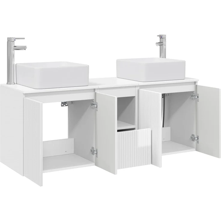 vidaXL Badezimmerschrank-Set 3 stk. Hochglanz Weiß 129 x 41 x 80 cm 3405641 – Bild 4