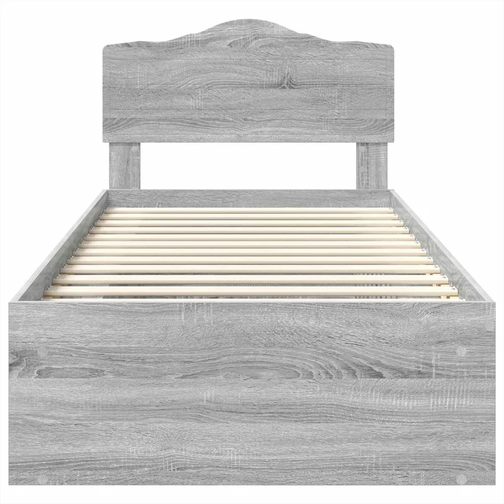 vidaXL Bettrahmen Graues Sonoma 90 x 190 cm Massives Kiefernholz 3412957 – Bild 6