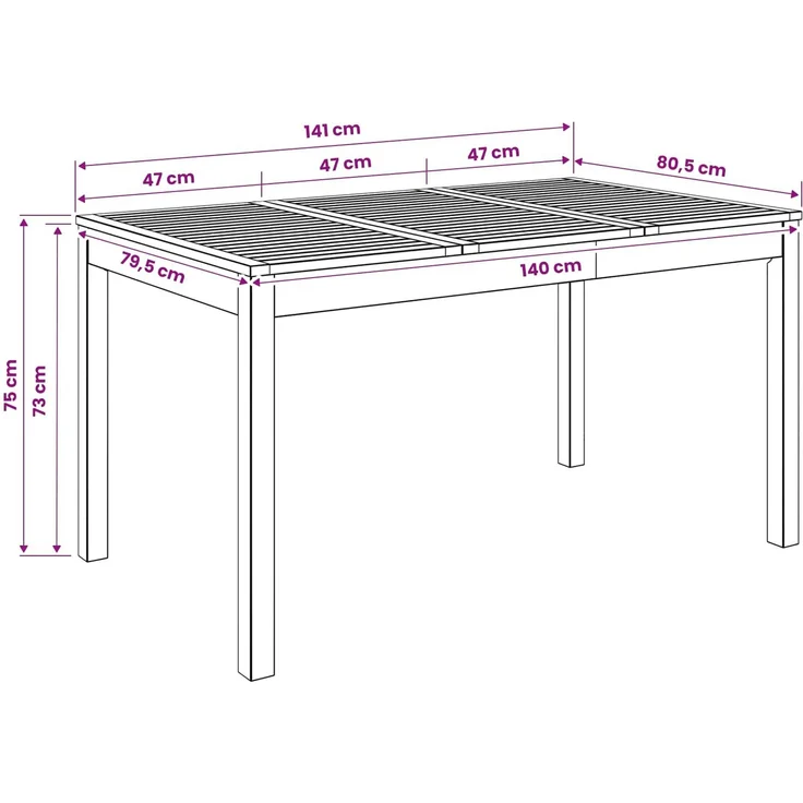 vidaXL Gartentisch LAREN Weiß gewaschen 141 x 80,5 x 75 cm 901714 – Bild 8