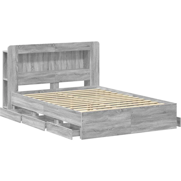 vidaXL Bettgestell mit Stauraum und Kopfteil Sonoma-Grau 160 x 200 cm 3434060 – Bild 4