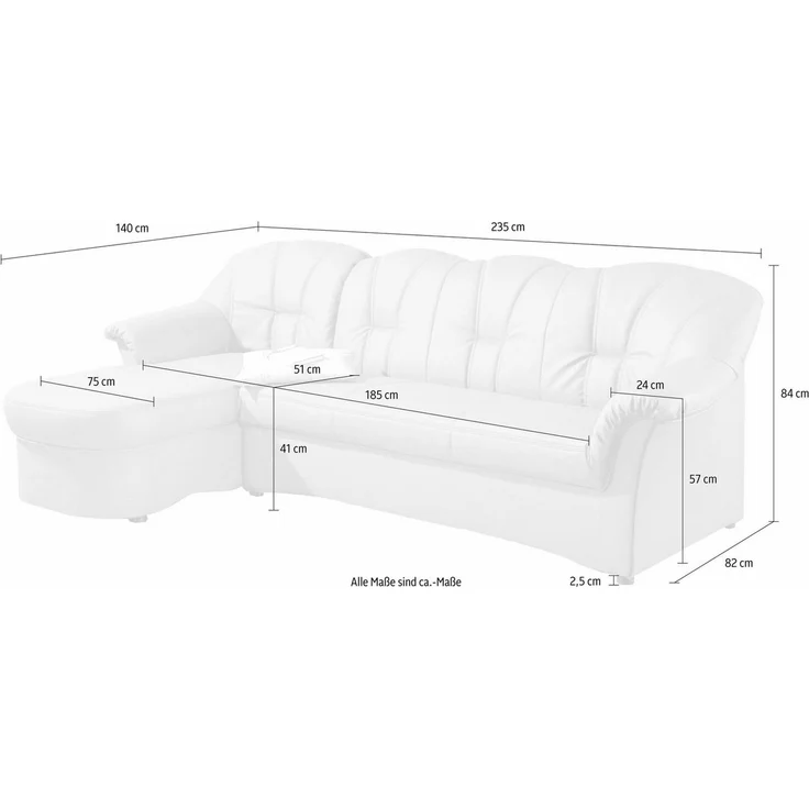 DOMO collection Ecksofa Papenburg, zeitlose Rückensteppung, elegante Formensprache, L-Form, in großer Farbvielfalt, wahlweise mit Bettfunktion – Bild 4