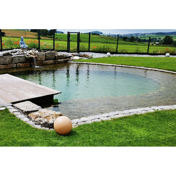 TRANGO LED Gartenleuchte, 200S Gartenkugel IP65 Kugelleuchte *SANDSTONE* mit 20cm Durchmesser & ca. 5 Meter IP44 Zuleitungskabel & E27 Fassung, Kugellampe, Gartenleuchte, Außenleuchte, Außenlampe – Bild 2