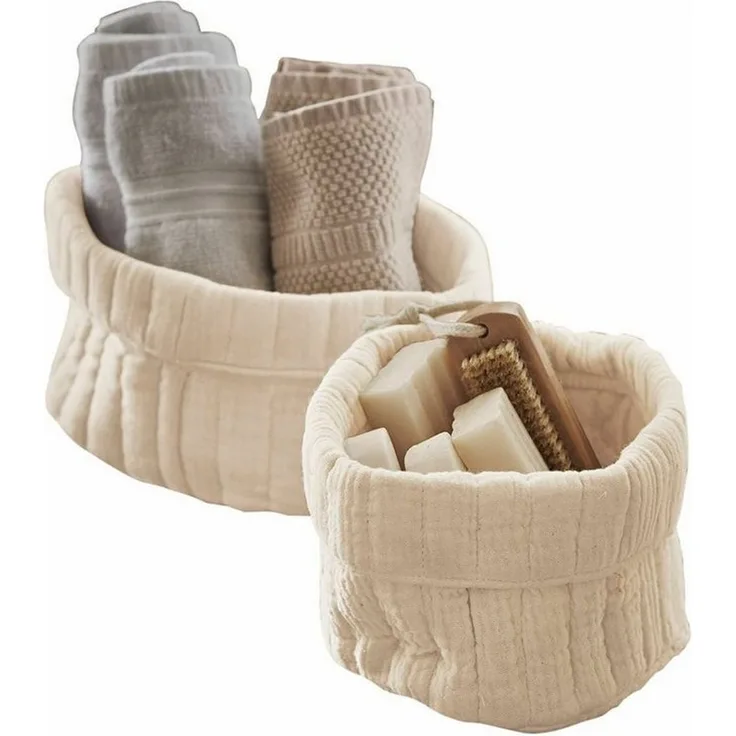 Mirabeau Dekokorb Korb 2er Set Huillé creme (2er Set, 2er Set)