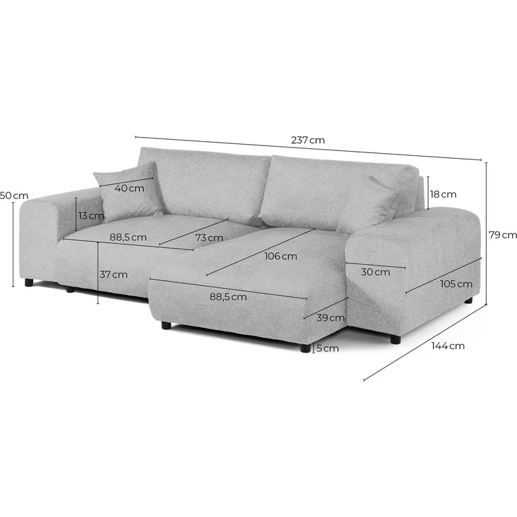 Ecksofa Plüsch 237x144x79 orange PAULINA – Bild 4