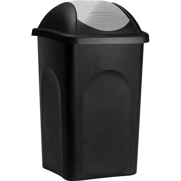 Stefanplast 'Push Can' Mülleimer, Kunststoff, 68 x 41 x 41 cm, 60 Liter, Silber / Schwarz