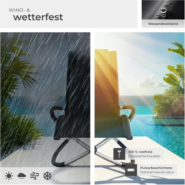 tectake Gartenliege Sonnenliege, 1, 1 St, 1tlg, mit Textilene – Bild 7