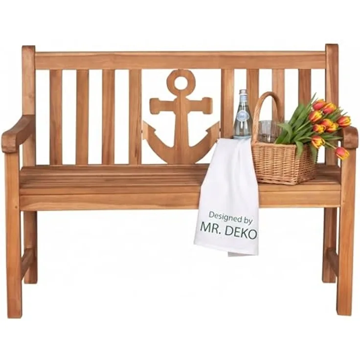 MR. DEKO Gartenbank Anker Teak 120 cm