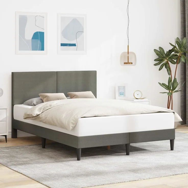 vidaXL Bettrahmen mit Kopfteil Hellgrau 120x200 cm Cordstoff 42027724