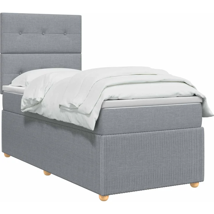 vidaXL Boxspringbett mit Matratze Hellgrau 90 x 190 cm Stoff 3454284 – Bild 3