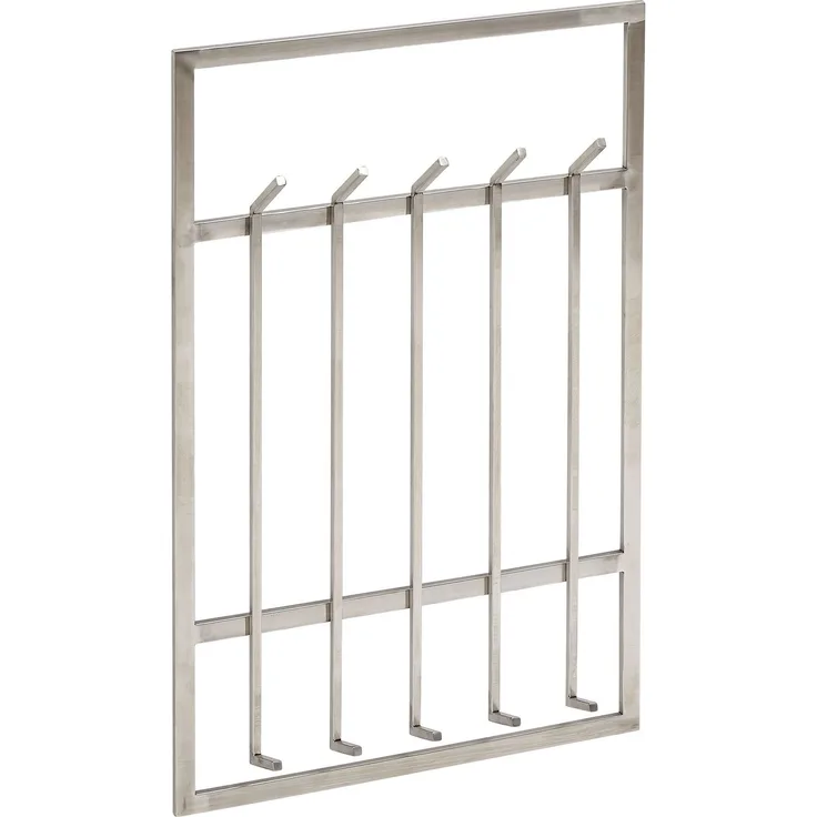 Wohnling Wandgarderobe Stahl Silber 60x100x7,5cm Hakenleiste Flur Design Silbern