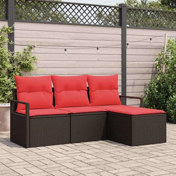 vidaXL Sofa Set 4 stk. Braun Poly-Rattan 3346334 – Bild 1