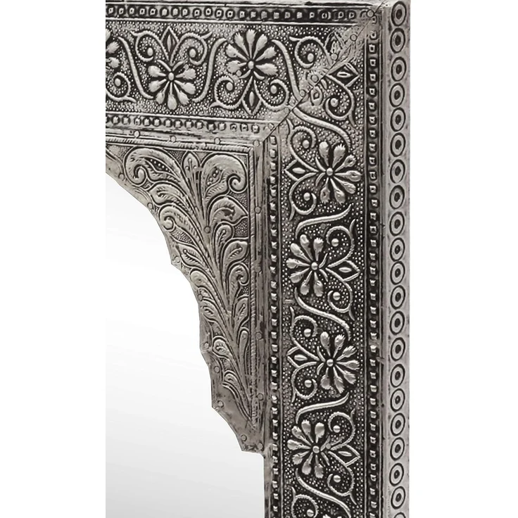 Marrakesch Orient & Mediterran Interior Wandspiegel orientalischer Vintage Spiegel Malik Deko silber - 42cm - (1-St), Handarbeit – Bild 5
