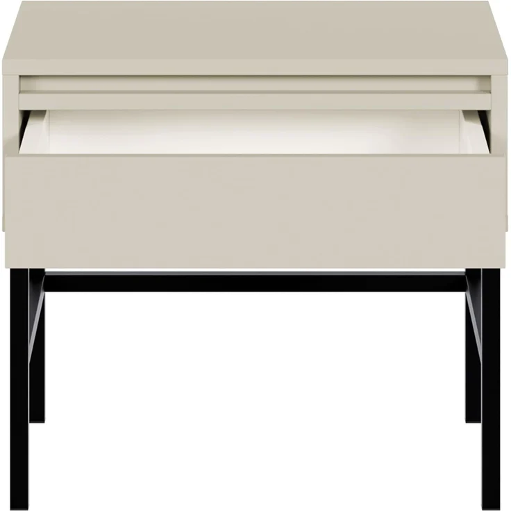 Selsey 'Evo' Nachttisch mit Schublade, greige mit schwarzem Metallgestell, ca. 44 x 50 x 34 cm – Bild 7