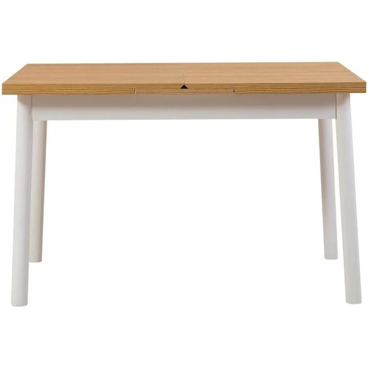 Calicosy Ausziehbarer Tisch von 120 bis 153 cm, Dekor Buche und Weiß - OLIVER - Weiß – Bild 3