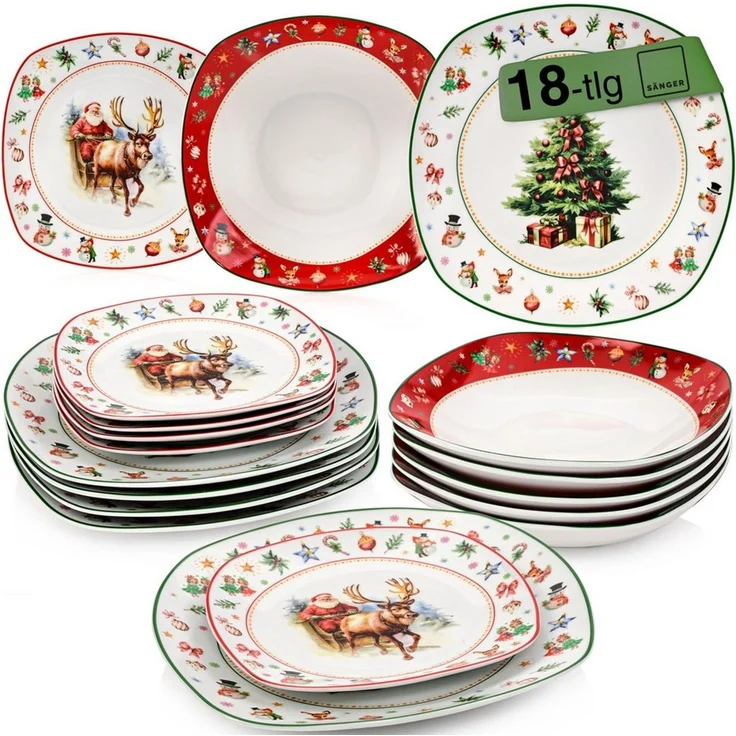 SÄNGER Geschirr-Set Bilgola (18-tlg), 6 Personen, Porzellan, Tafelservice Christmas, Erweiterbar, PREMIUM COLLECTION – Bild 1