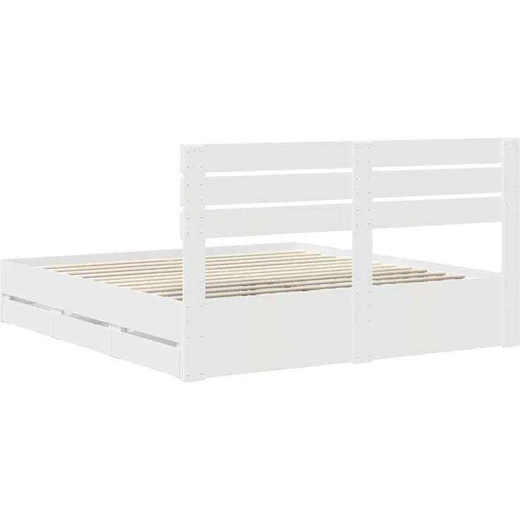 vidaXL Bettrahmen mit Schubladen Weiß 180 x 200 cm Ingenieurs Holz 3411484 – Bild 9