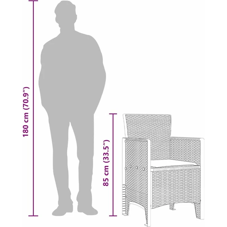 vidaXL Gartenstuhl 2 pcs Hellgrau 53 x 49 x 85 cm Polypropylen 847466 – Bild 12