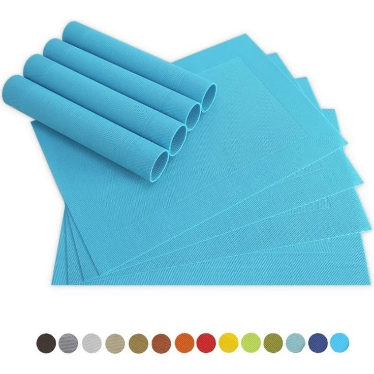 matches21 HOME & HOBBY Platzset Tischsets BORDA 8er Set Türkis-blau als Tischuntersetzer, (8-St), Abwaschbare Platzsets als Tischunterlagen für Ess-Tisch Tisch-Deko – Bild 4