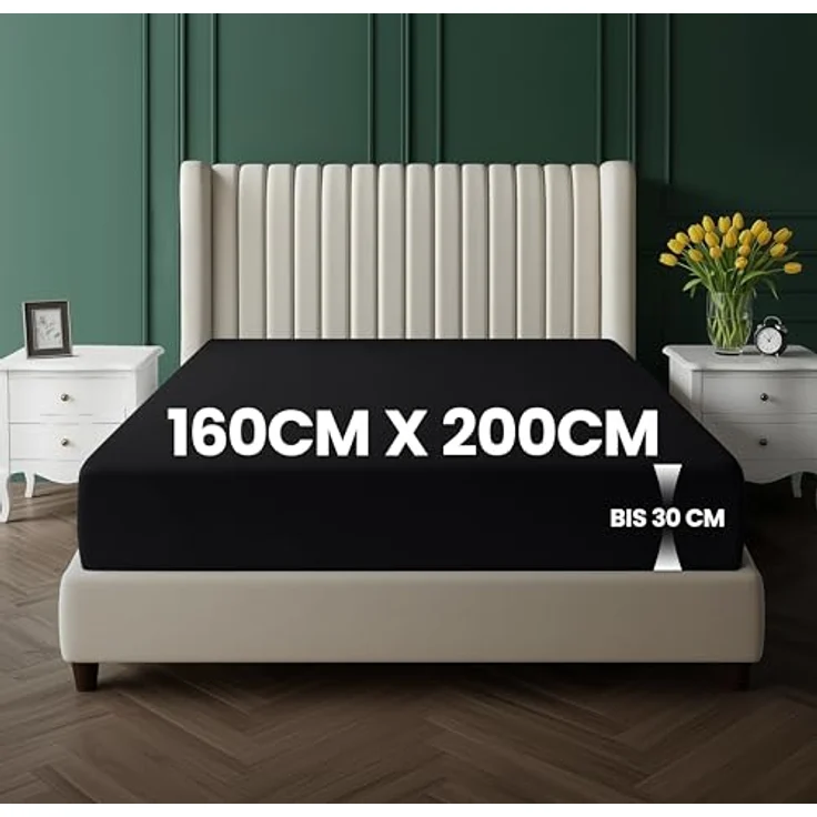 Utopia Bedding - Spannbettlaken 160x200 cm Bis 30 cm - Schwarz - Oeko-Tex Zertifiziertes - Gebürstete Mikrofaser Spannbetttuch – Bild 3