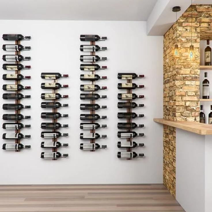 Shally Dogan Weinregal zur Wandmontage, mit Fächern für Flaschen, Wandmontage, kreative industrielle Montage, Bar für Küche, Esszimmer, Keller (3 Stück) – Bild 5