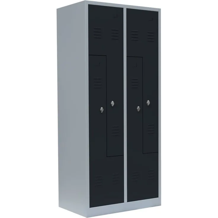 Steelboxx Spind 4er Spind Z-Garderobenschrank - 4 Abteile - Umkleideschrank (1-St) Komplett verschweißt und montiert