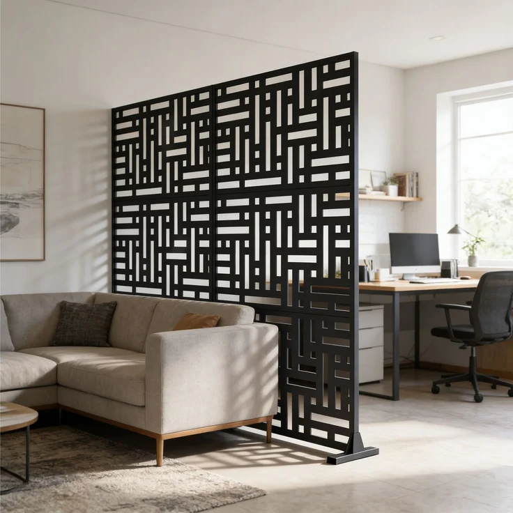 Trennwand Bernalda 180x90 cm Stahl Schwarz [casa. pro] – Bild 4