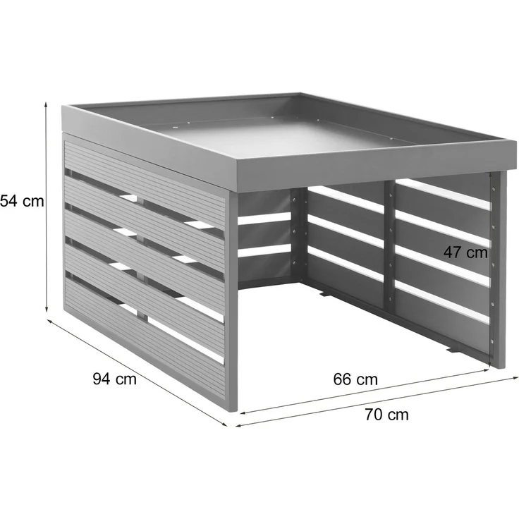 XL Mähroboter-Garage mit Pflanzkasten HWC-L45, Dach Unterstand für Rasenmäher, WPC Metall 54x70x94cm ~ Eiche-Optik – Bild 3
