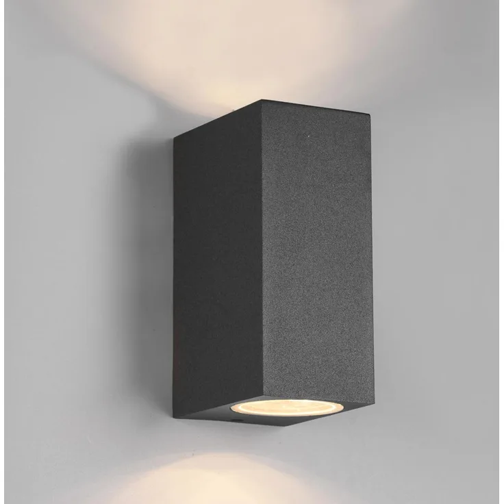Eckige LED Außenwandleuchte Up Down Light in Anthrazit, Höhe 15cm