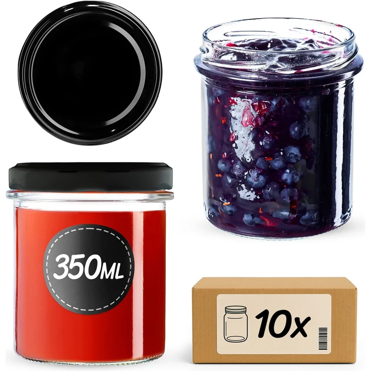 KADAX 10x Glas 350ml Glasgläser für Konserven, Marmelade, Honigkapseln Fi82 – Bild 1