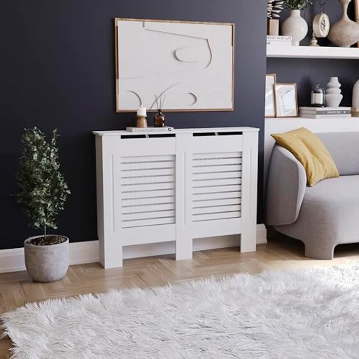 Vida Designs Milton Heizkörperabdeckung, weiß, moderner lackierter MDF-Schrank, mittelgroß (H: 82 / B: 111 / T: 19 cm) – Bild 2