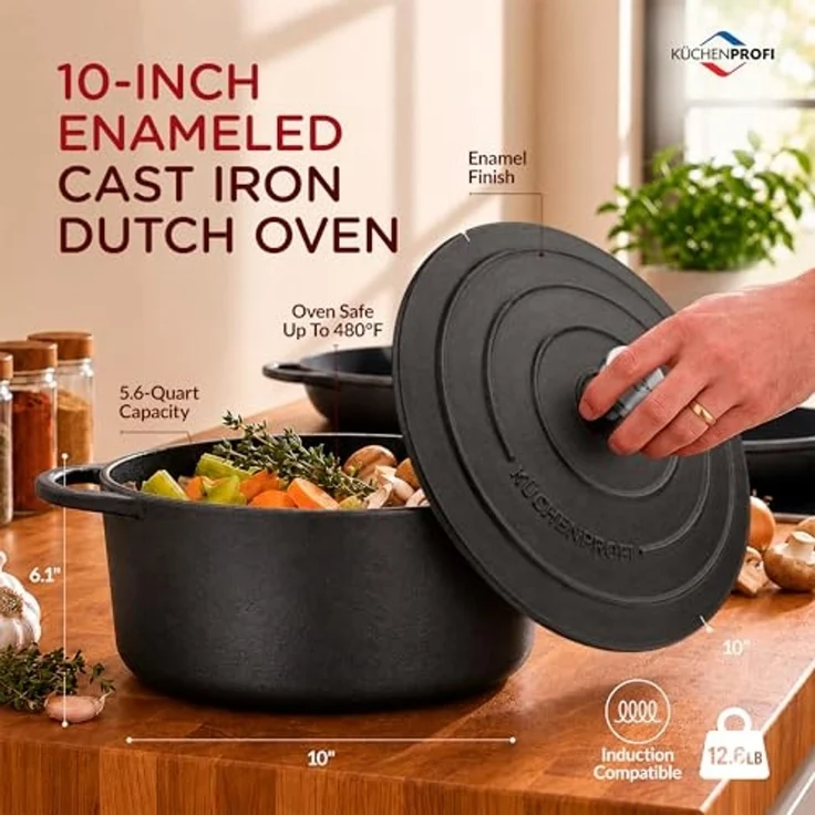 Küchenprofi Provence Guss Bratentopf rund 26 cm schwarz – Bild 2