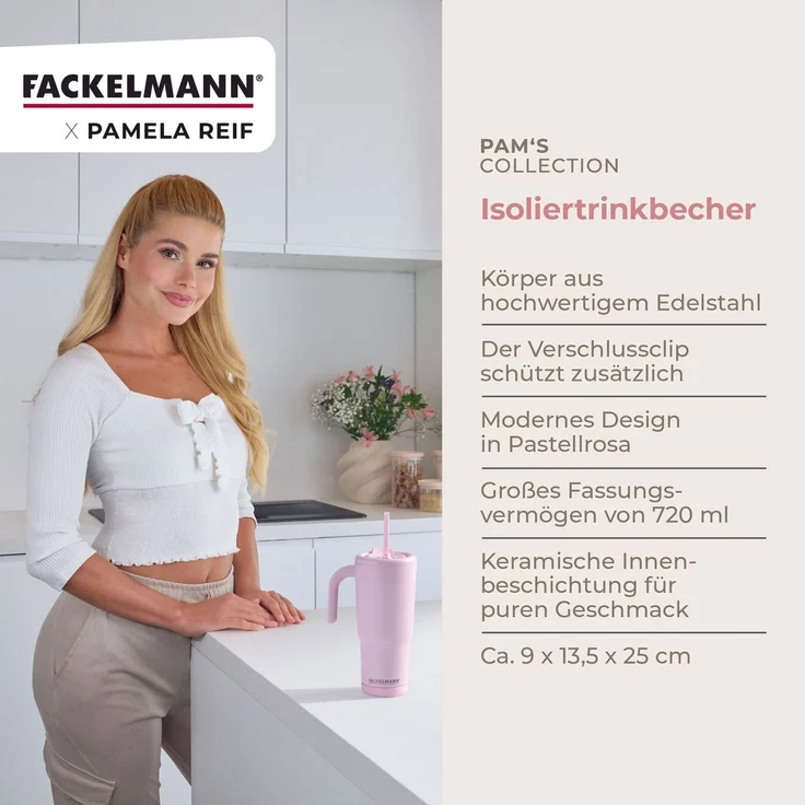 FACKELMANN x Pamela Reif Thermobecher Isoliertrinkbecher, Coffee-to-go Becher, Edelstahl Trinkbecher – Bild 2