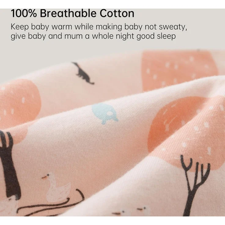 Duomiaomiao Baby Schlafsack, 1x Winterschlafsack, Rosa Wald-2.5 Tog, L/Größe des Babys 85-95cm, Baumwolle – Bild 3