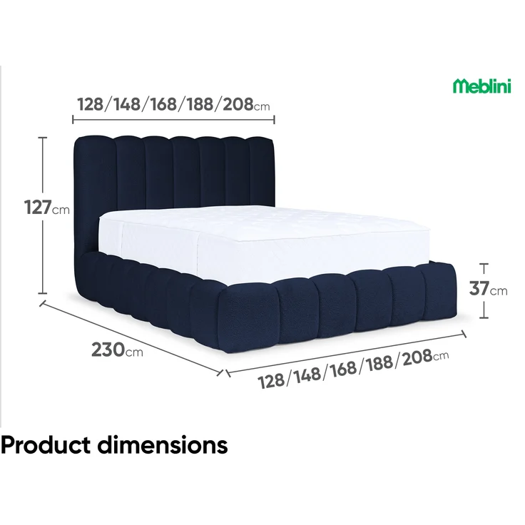 MEBLINI Polsterbett 180x200 mit Lattenrost mit Matratze - CARLOS - Blau Boucle - Bubble Bett - Cloud Bett - Marshmallow Bed - Kopfteil Bett mit Stauraum – Bild 7