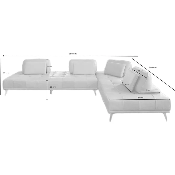 KAWOLA Sofa WIOLO Ecksofa Leder dunkelbraun 83 x 240 x 350 cm – Bild 9