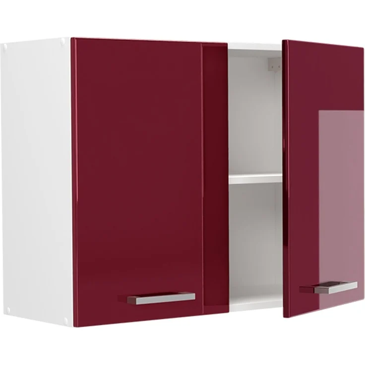 Küchenglasschrank R-Line Rot Hochglanz/Weiß 80 cm Vicco – Bild 3
