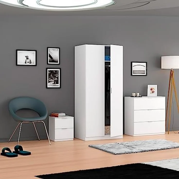 Habitdesign Kommode 3 Schublade ist, Kunststoff Holz, mattweiß, Cómoda – Bild 2