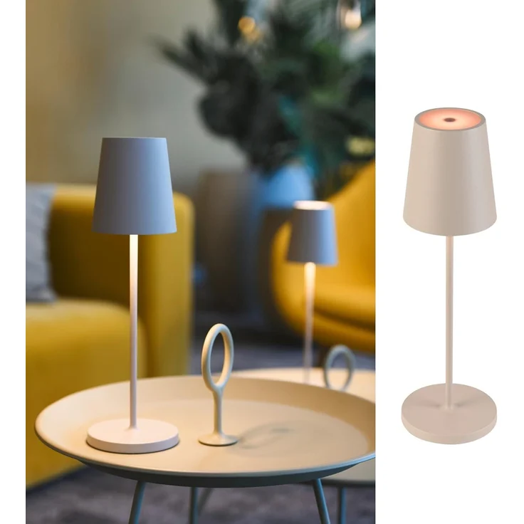 SLV VINOLINA TWO, Tischleuchte, Akku, IP65, 2200/2700/3000K, TOUCH, beige - Ambiente- Tisch- und Standleuchten – Bild 1