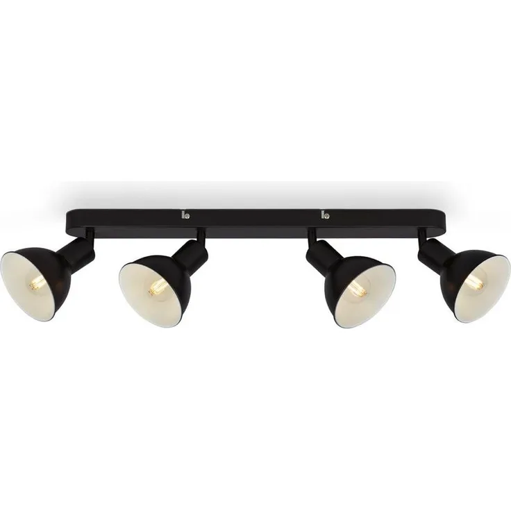BRILONER Leuchten – Retro Deckenlampe, 4-flammige Retro Deckenleuchte, Deckenspot E14, Verstellbar, Schwarz-Weiß, 550 x 140 x 60 mm, 2674-045, Schwarz/Weiß