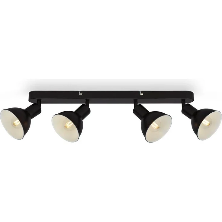 BRILONER Leuchten – Retro Deckenlampe, 4-flammige Retro Deckenleuchte, Deckenspot E14, Verstellbar, Schwarz-Weiß, 550 x 140 x 60 mm, 2674-045, Schwarz/Weiß