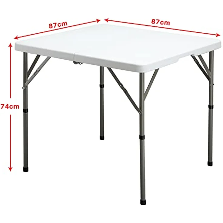 HollyHOME Klapptisch Quadratisch 87cm Campingtisch Klappbar Tisch Wetterfest Gartentisch Balkontisch Tragbarer Klapptisch Esstisch für Küche BBQ Catering Party, Weiß – Bild 4