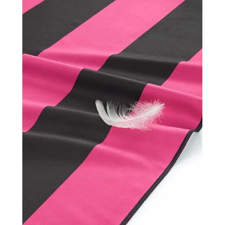 Fit-Flip Strandtuch XXL Mikrofaser, leicht und schnelltrocknend, 100% recyceltes Strandhandtuch, Pink-Dunkelgrau gestreift, 200x90cm – Bild 2