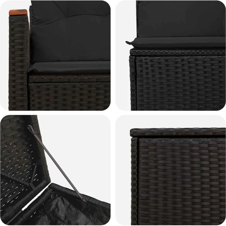 vidaXL Sofa Set 5 stk. Schwarz Polyrattan und Stahl 3447928 – Bild 6