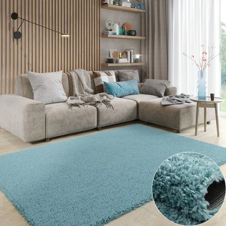 Wohnando Teppich MY-RUG Hochflorteppich Shaggy Star 140x70cm, rechteckig, Höhe: 38 mm, einfarbig, leicht glänzend, extra flauschig